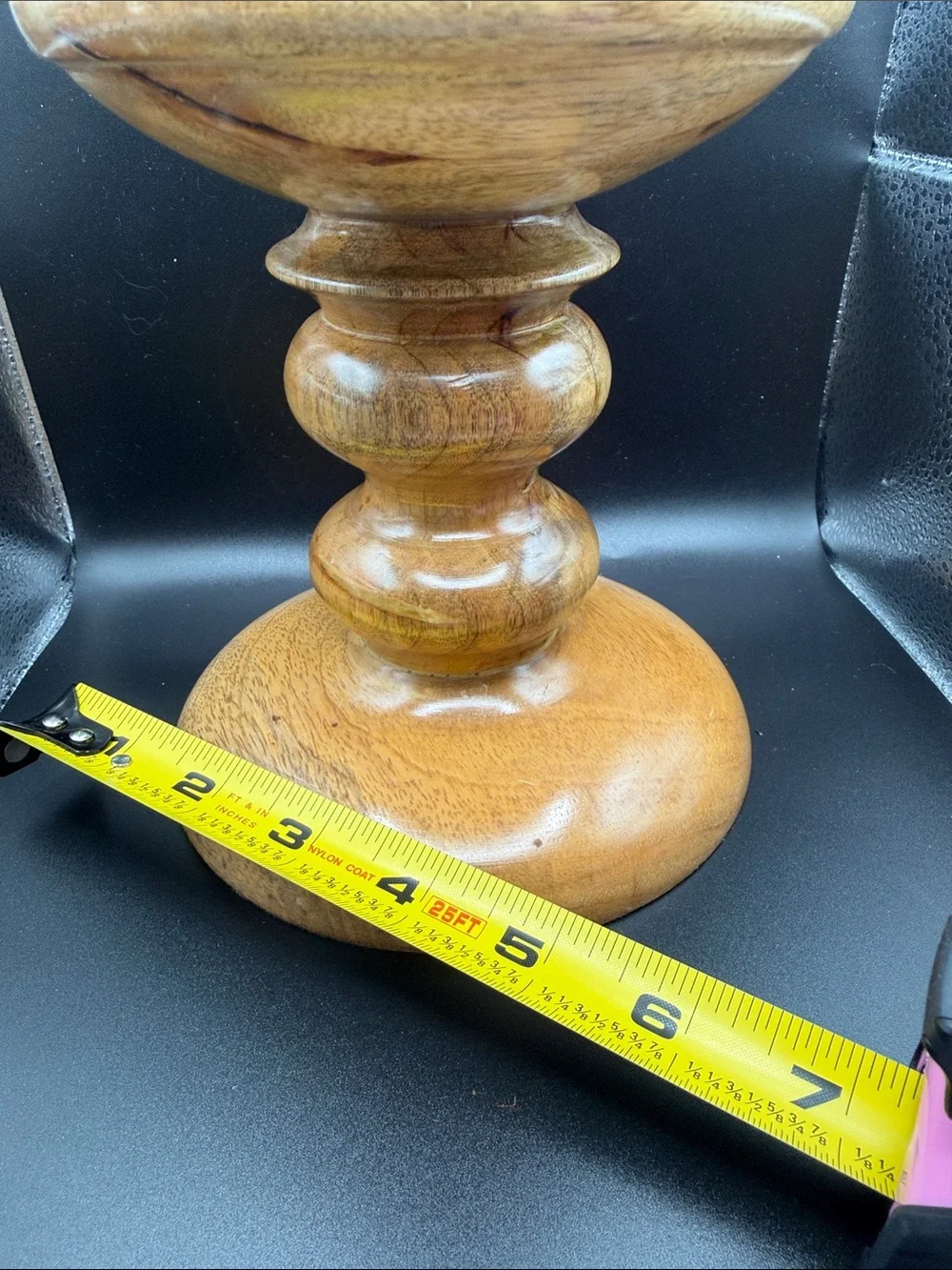 Pottery Barn Wood Turned Pillar Candle Holders in Fruit Wood
